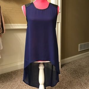 Blue hi low blouse